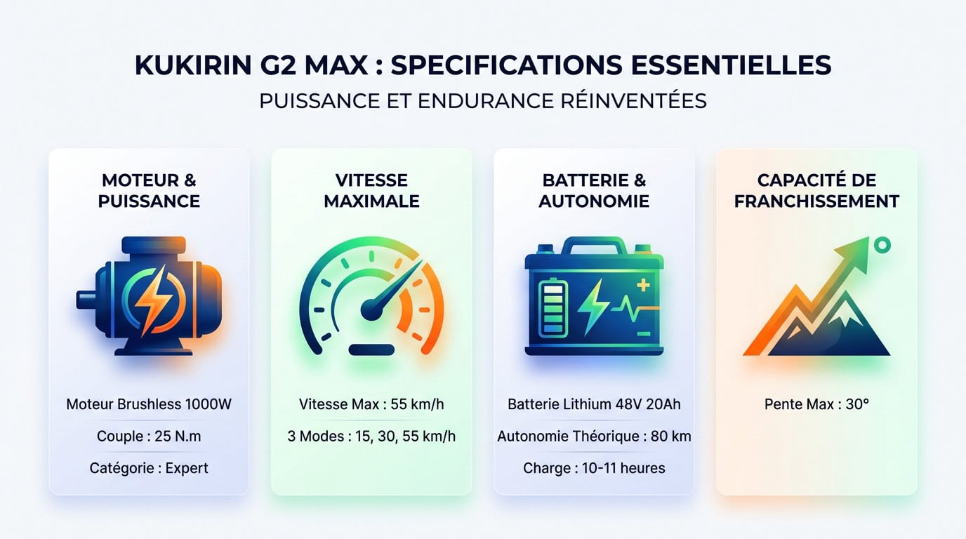 Caract&eacute;ristiques techniques et performances de la trottinette &eacute;lectrique Kukirin G2 Max