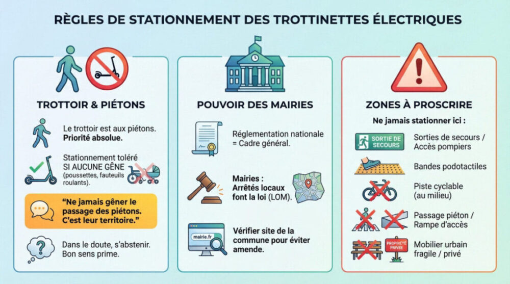 R&egrave;gles de stationnement trottinette &eacute;lectrique en ville