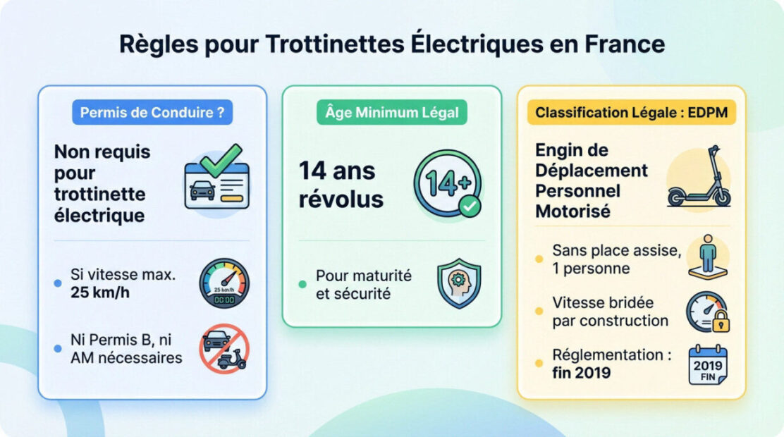 R&eacute;glementation trottinette &eacute;lectrique sans permis et &acirc;ge minimum